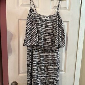 Old Navy Black and White Patterned Midi Dress